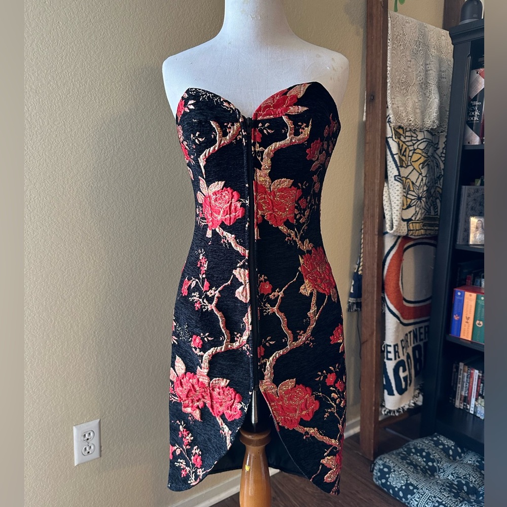 Bernie Dexter brocade rose bodycon dress